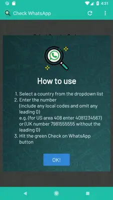 Check & Message Numbers on WhatsApp android App screenshot 0